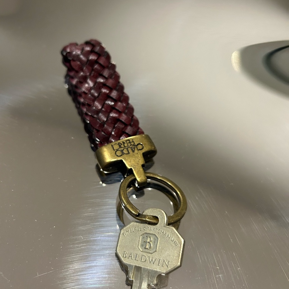 Stocking Stuffer - Claudio Ferrici Brown Braided Leather Keychain - Picture 6 of 8